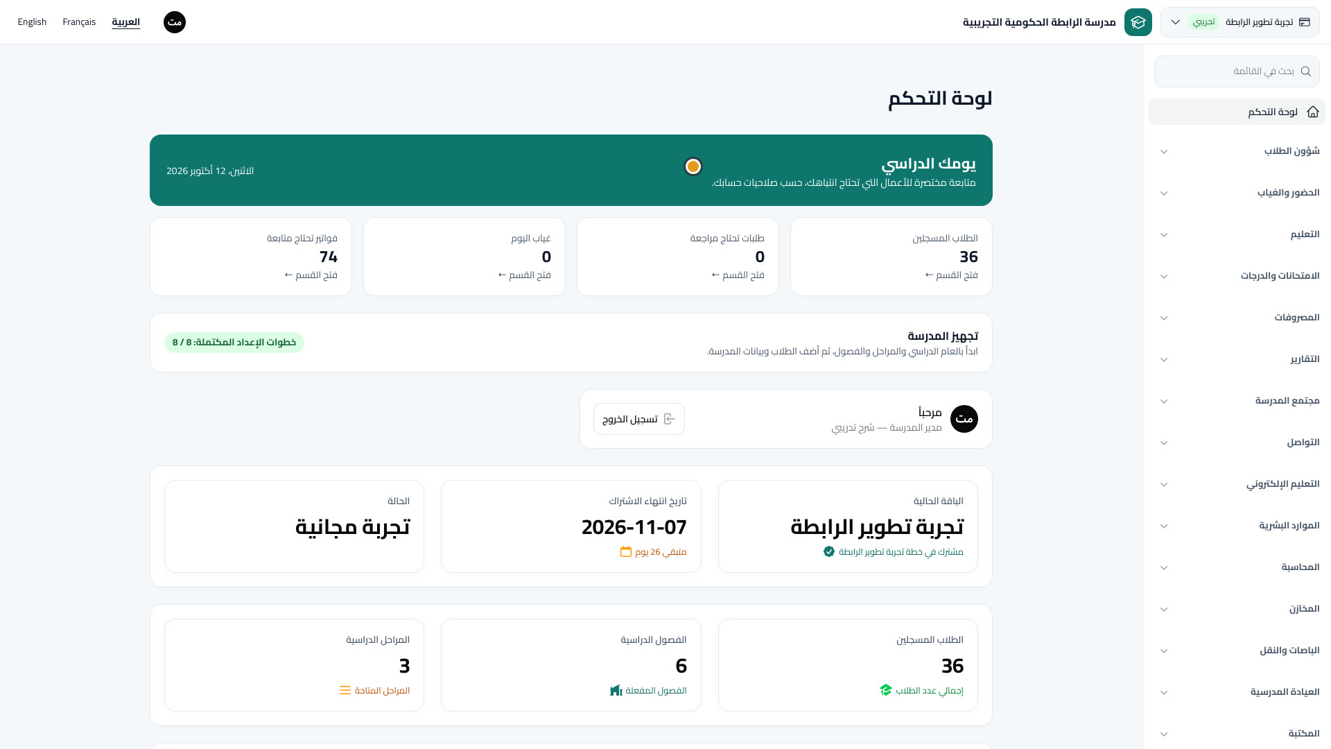 School dashboard